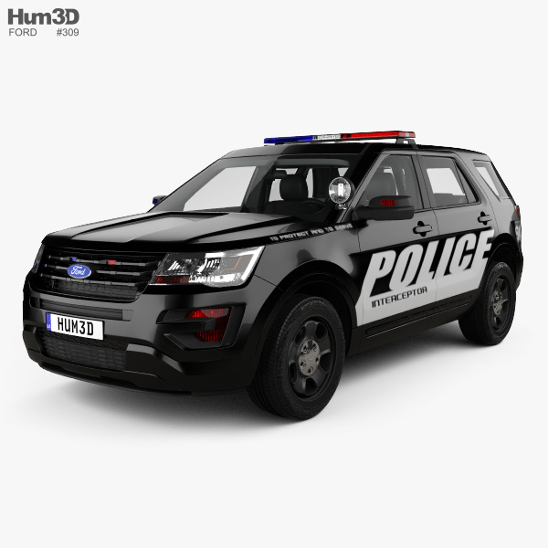 Ford Explorer 警察 Interceptor Utility HQインテリアと 2019 3Dモデル