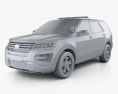 Ford Explorer 警察 Interceptor Utility HQインテリアと 2016 3Dモデル clay render