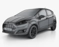 Ford Fiesta 5门 带内饰 2016 3D模型 wire render