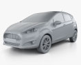 Ford Fiesta 5도어 인테리어 가 있는 2016 3D 모델  clay render