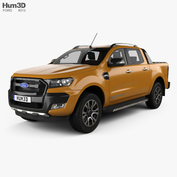 Ford Ranger Double Cab Wildtrak with HQ interior 2019 3D model