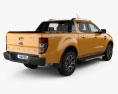 Ford Ranger Двойная кабина Wildtrak с детальным интерьером 2019 3D модель back view