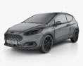 Ford Fiesta Vignale 2017 3D-Modell wire render