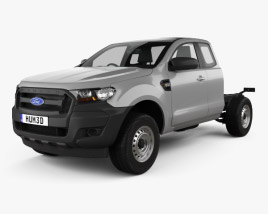 3D model of Ford Ranger Super Cab Chassis XL 2018