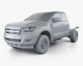 Ford Ranger Super Cab Chassis XL 2018 3d model clay render