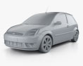 Ford Fiesta 掀背车 3门 2008 3D模型 clay render