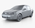 Ford Focus SE US-spec セダン 2011 3Dモデル clay render