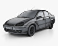 Ford Focus セダン 2005 3Dモデル wire render