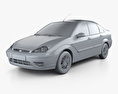 Ford Focus セダン 2005 3Dモデル clay render