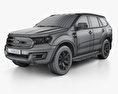 Ford Everest с детальным интерьером 2017 3D модель wire render