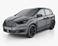 Ford Grand C-max HQインテリアと 2018 3Dモデル wire render