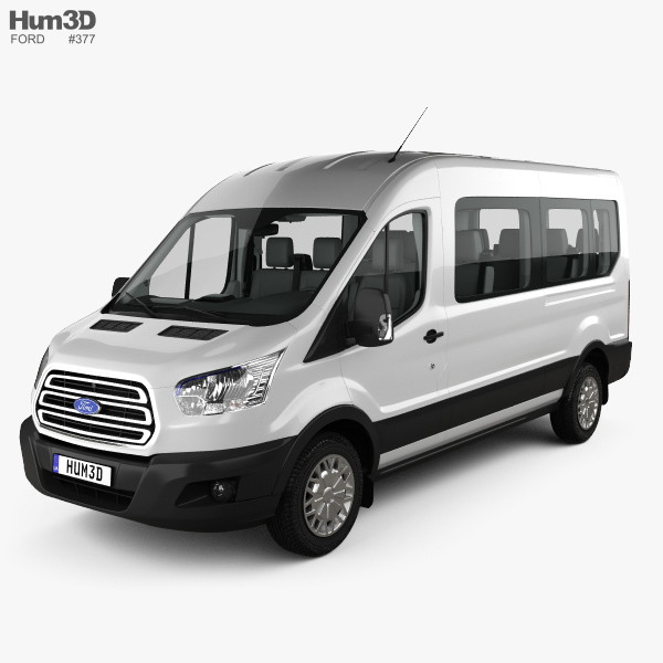 Ford Transit Passenger Van L2H2 with HQ interior 2017 3D model