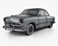 Ford Custom Club クーペ 1949 3Dモデル wire render
