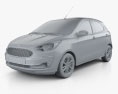 Ford Ka plus Ultimate hatchback 2022 3d model clay render