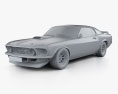 Ford Mustang John Bowe 1969 3D 모델  clay render