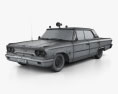 Ford Galaxie 500 ハードトップ Dallas 警察 4ドア 1963 3Dモデル wire render