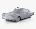 Ford Galaxie 500 Hardtop Dallas Polizei 4-Türer 1963 3D-Modell clay render