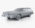 Ford Galaxie ステーションワゴン 1973 3Dモデル clay render