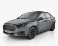Ford Escort mit Innenraum 2017 3D-Modell wire render