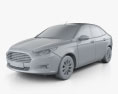 Ford Escort con interior 2017 Modelo 3D clay render
