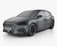 Ford Focus ST-Line 掀背车 2021 3D模型 wire render