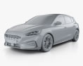Ford Focus ST-Line Хетчбек 2021 3D модель clay render