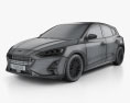 Ford Focus Titanium 해치백 2021 3D 모델  wire render