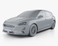 Ford Focus Titanium 해치백 2021 3D 모델  clay render