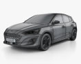 Ford Focus Vignale 掀背车 2021 3D模型 wire render