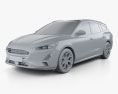 Ford Focus Titanium turnier 2021 3D-Modell clay render