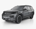 Ford Explorer Limited 하이브리드 2022 3D 모델  wire render