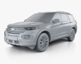 Ford Explorer Limited hybrid 2022 3D-Modell clay render