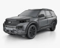 Ford Explorer Platinum 2022 3d model wire render