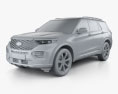 Ford Explorer Platinum 2022 3d model clay render