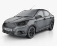 Ford Figo Aspire з детальним інтер'єром 2013 3D модель wire render