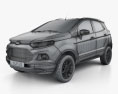Ford Ecosport Titanium HQインテリアと 2019 3Dモデル wire render