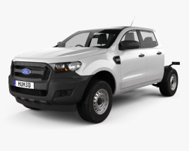 3D model of Ford Ranger Double Cab Chassis XL 2020
