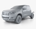 Ford Ranger Double Cab Chassis XL 2020 3d model clay render