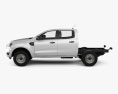 Ford Ranger Doppelkabine Chassis XL 2021 3D-Modell Seitenansicht
