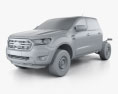 Ford Ranger Подвійна кабіна Chassis XL 2021 3D модель clay render