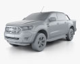 Ford Ranger ダブルキャブ XLT 2021 3Dモデル clay render