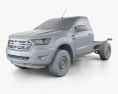 Ford Ranger Single Cab Chassis XL 2021 3D 모델  clay render