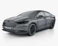 Ford Fusion Titanium HQインテリアと 2018 3Dモデル wire render