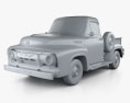 Ford F-100 Pickup 1954 3d model clay render