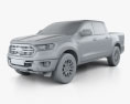 Ford Ranger Super Crew Cab FX4 Lariat US-spec 2021 3Dモデル clay render