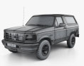 Ford Bronco HQインテリアと 1996 3Dモデル wire render