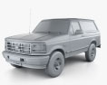 Ford Bronco mit Innenraum 1996 3D-Modell clay render