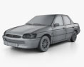 Ford Escort 세단 1997 3D 모델  wire render