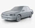Ford Escort 轿车 1997 3D模型 clay render