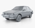 Ford Escort ハッチバック 1980 3Dモデル clay render